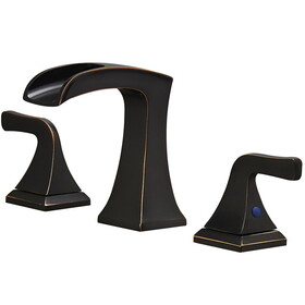 8" Widespread Waterfall Sink Faucet with Two Handles Oil Rubbed Bronze W1920P202224