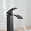 Matte Black Waterfall Single-Handle Low-Arc Bathroom Faucet with Drain W1920P202274