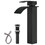 Matte Black Waterfall Single-Handle Low-Arc Bathroom Faucet with Drain W1920P202915