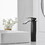 Matte Black Waterfall Single-Handle Low-Arc Bathroom Faucet with Drain W1920P202915