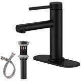 Modern Matte Black Single Handle Bathroom Faucet with Drain W1920P203148
