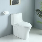 1.1/1.60 GPF Dual-Flush One Piece Toilet, Water-Saving Elongated Comfort Height Floor Mounted, Soft Closing Seat, 1000 Gram Map Flushing Score Toilet, Glossy White 23T02-GW W1920P204226