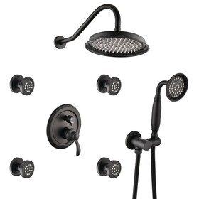 Matte Black Shower System with Handheld and 4 Body Sprays W1920P209547