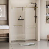 60 x 76 Frameless Soft-closing Shower Door, Single Sliding Shower Door, 5/16