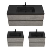 Wall-Mounted Bathroom Vanity with Integrated Sink, Two 30