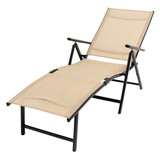 Textilene Outdoor Lounge Chaise Folding Reclining Chair with Adjustable Back W1921P146580