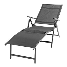Textilene Outdoor Lounge Chaise Folding Reclining Chair with Adjustable Back1 piece W1921P164898