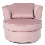 Single Sofa Chair Mid-Century Modern Accent Chair 360°Rotating Sofa Chair for Living Room Bedroom Pink