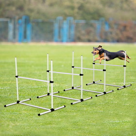 4 Pack Adjustable Dog Agility Jumps with Carry Bag Exercise Dog Jumping Hurdles for Indoor Outdoor Dog Agility Course Game, White W1922113705