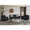 Fashionable living room sofa with double seats, black fabric W1927113235