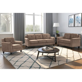 Stylish flannel living room three piece sofa set, brown flannel W1927S00008