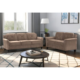 Stylish flannel living room two piece sofa set, brown flannel W1927S00009