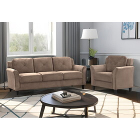 Stylish velvet living room 1+3 seater sofa set, brown velvet W1927S00010