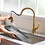Gold Kitchen Faucet with Pull Down Sprayer Brushed Gold Single Handle 1 Hole High Arc Pull Out Kitchen Sink Faucets W1932124131