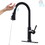 FLG Touch-on Kitchen Faucet with Pull Down Sprayer Single Handle Brass Touch Activated Kitchen Sink Faucet with 2-Way Pull Out Sprayer, Matte Black W1932126990