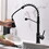 Kitchen Faucet with Pull Out Sprayer Black Stainless Steel Single Handle Kitchen Sink Faucets W1932130232