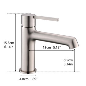 Brushed Nickel Bathroom Faucet for Sink 1 Hole, Bathroom Sink Faucet Single Handle, Modern Bathroom Basin Faucet W1932P148580