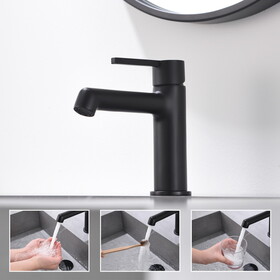 Matte Black Bathroom Faucet for Sink 1 Hole, Black Bathroom Sink Faucet Single Handle, Modern Bathroom Basin Faucet W1932P148588