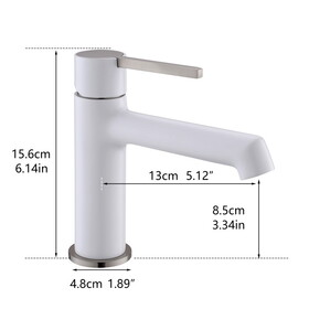 White Bathroom Faucet for Sink 1 Hole, Bathroom Sink Faucet Single Handle, Modern Bathroom Basin Faucet W1932P148598