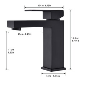Black Bathroom Faucet, Brushed Black Faucet for Bathroom Sink, Black Single Hole Bathroom Faucet Modern Single Handle Vanity Basin Faucet W1932P156128