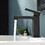 Black Bathroom Faucet, Brushed Black Faucet for Bathroom Sink, Black Single Hole Bathroom Faucet Modern Single Handle Vanity Basin Faucet W1932P156219