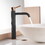 Black Bathroom Faucet, Black and Gold Faucet for Bathroom Sink, Black Single Hole Bathroom Faucet Modern Single Handle Vanity Basin Faucet W1932P156223