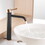 Black Bathroom Faucet, Black and Gold Faucet for Bathroom Sink, Black Single Hole Bathroom Faucet Modern Single Handle Vanity Basin Faucet W1932P156223