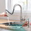 Sink Faucet, Brushed Nickel Kitchen Faucets with Pull Down Sprayer, Bathroom Sink Faucets Mini Bar Prep Faucet W1932P171711
