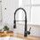Commercial Black Kitchen Faucet with Pull Down Sprayer, Single Handle Single Lever Kitchen Sink Faucet W1932P172271