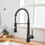 Commercial Black Kitchen Faucet with Pull Down Sprayer, Single Handle Single Lever Kitchen Sink Faucet W1932P172271