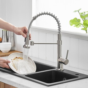 Commercial Kitchen Faucet with Pull Down Sprayer, Single Handle Single Lever Kitchen Sink Faucet W1932P172282