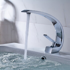 Chrome Bathroom Faucet,Faucet for Bathroom Sink, Single Hole Bathroom Faucet Modern Single Handle Vanity Basin Faucet W1932P172285