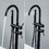 Single Handle Freestanding Tub Filler Floor Mount Bathtub Faucet with Handheld Shower (Black) W1932P172297