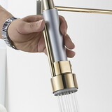 Commercial Kitchen Faucet with Pull Down Sprayer, Single Handle Single Lever Kitchen Sink Faucet Brushed Gold Faucet W1932P172311