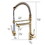 Commercial Kitchen Faucet with Pull Down Sprayer, Single Handle Single Lever Kitchen Sink Faucet Brushed Gold Faucet W1932P172311