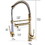 Commercial Kitchen Faucet with Pull Down Sprayer, Single Handle Single Lever Kitchen Sink Faucet Brushed Gold Faucet W1932P172311