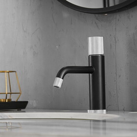 Modern Black and Brushed Nickel Faucet Brass Bathroom Basin Faucet Design Deck Mounted Water Mixer Tap W1932P172314