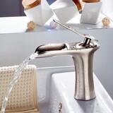 Brushed Nickel Bathroom Faucet, Faucet for Bathroom Sink, Single Hole Bathroom Faucet Modern Single Handle Vanity Basin Faucet W1932P172319