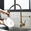 Commercial Black and Gold Kitchen Faucet with Pull Down Sprayer, Single Handle Single Lever Kitchen Sink Faucet W1932P172327