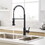 Commercial Black Kitchen Faucet with Pull Out Sprayer, Single Handle Single Lever Kitchen Sink Faucet W1932P172331