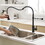 Commercial Black Kitchen Faucet with Pull Out Sprayer, Single Handle Single Lever Kitchen Sink Faucet W1932P172331
