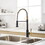 Commercial Black and Nickel Gold Kitchen Faucet with Pull Out Sprayer, Single Handle Single Lever Kitchen Sink Faucet W1932P172336