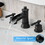 Bathroom Faucets for Sink 3 Hole Black 8 inch Widespread Bathroom Sink Faucet with Pop Up Drain Double Lever Handle Faucet Bathroom Vanity Faucet Basin Mixer Tap Faucet with Hose