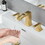 Bathroom Faucets for Sink 3 Hole Nickel Gold 8 inch Widespread Bathroom Sink Faucet with Pop Up Drain Double Lever Handle Faucet Bathroom Vanity Faucet Basin Mixer Tap Faucet with Hose