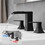 Bathroom Faucets for Sink 3 Hole Black 8 inch Widespread Bathroom Sink Faucet with Pop Up Drain Double Lever Handle Faucet Bathroom Vanity Faucet Basin Mixer Tap Faucet with Hose