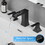 Bathroom Faucets for Sink 3 Hole Black 8 inch Widespread Bathroom Sink Faucet with Pop Up Drain Double Lever Handle Faucet Bathroom Vanity Faucet Basin Mixer Tap Faucet with Hose