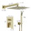 Brushed Gold Shower System 10 inch Bathroom Luxury Rain Mixer Shower Combo Set Wall Mounted Rainfall Shower Head and Handheld System Shower Faucet Set W1932P197196