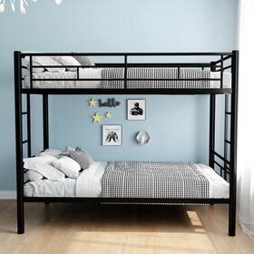 Bunk Bed Twin over Twin Size with Ladder and high Guardrail, Able to Split, Metal Bunk Bed, Storage Space, Noise Free, Black W1935P167850