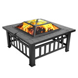 Fire Pit Table 32in Square Metal Firepit Stove Backyard Patio Garden Fireplace for Camping, Outdoor Heating, Bonfire and Picnic W1951P173120