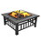 Fire Pit Table 32in Square Metal Firepit Stove Backyard Patio Garden Fireplace for Camping, Outdoor Heating, Bonfire and Picnic W1951P173120